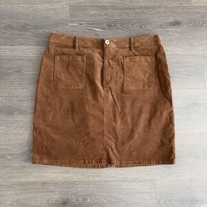 J Jill Corduroy Skirt Size 18 Stretch Brown Pockets Preppy Academia Cottage 90s
